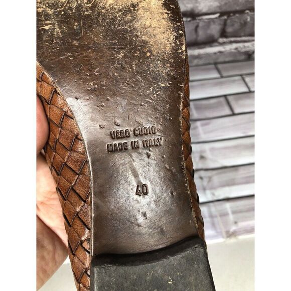Calzoleria Toscana Woven Brown Leather Round Toe Ballet Flats Women’s 40EU/9M US - Picture 15 of 16